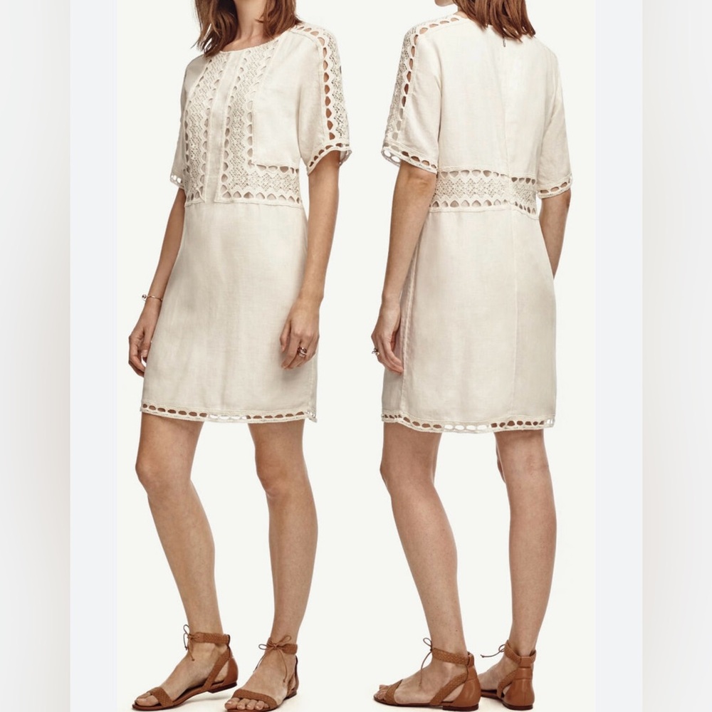 🌹NWT ANN TAYLOR FACTORY LINEN CROCHET SWIFT DRESS, SIZE 14